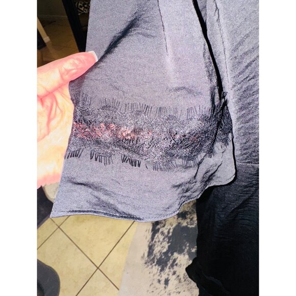 New Whimseygoth Fairygoth Sofia Jeans Lace Empire waist Satin Midi Dress Black - Picture 12 of 12